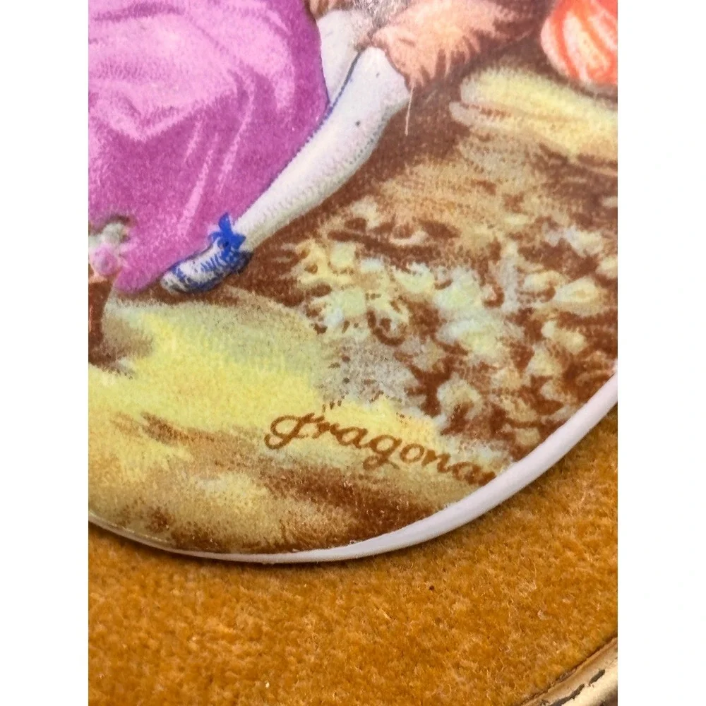 Vtg French FRAGONARD Porcelain Cameo Framed ORNATE Velvet Hollywood Regency
